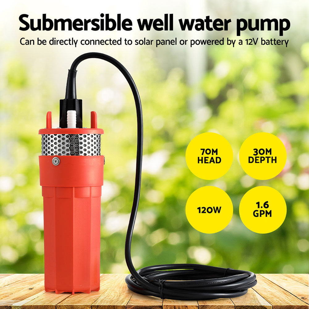 Durable Submersible 24V Solar Water Pump, 70M Head - Giantz