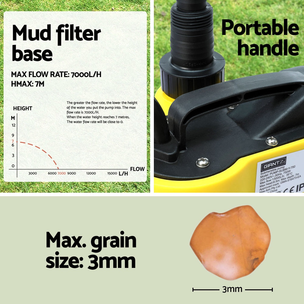 Giantz 400W Submersible Pump Dirty Water Steel