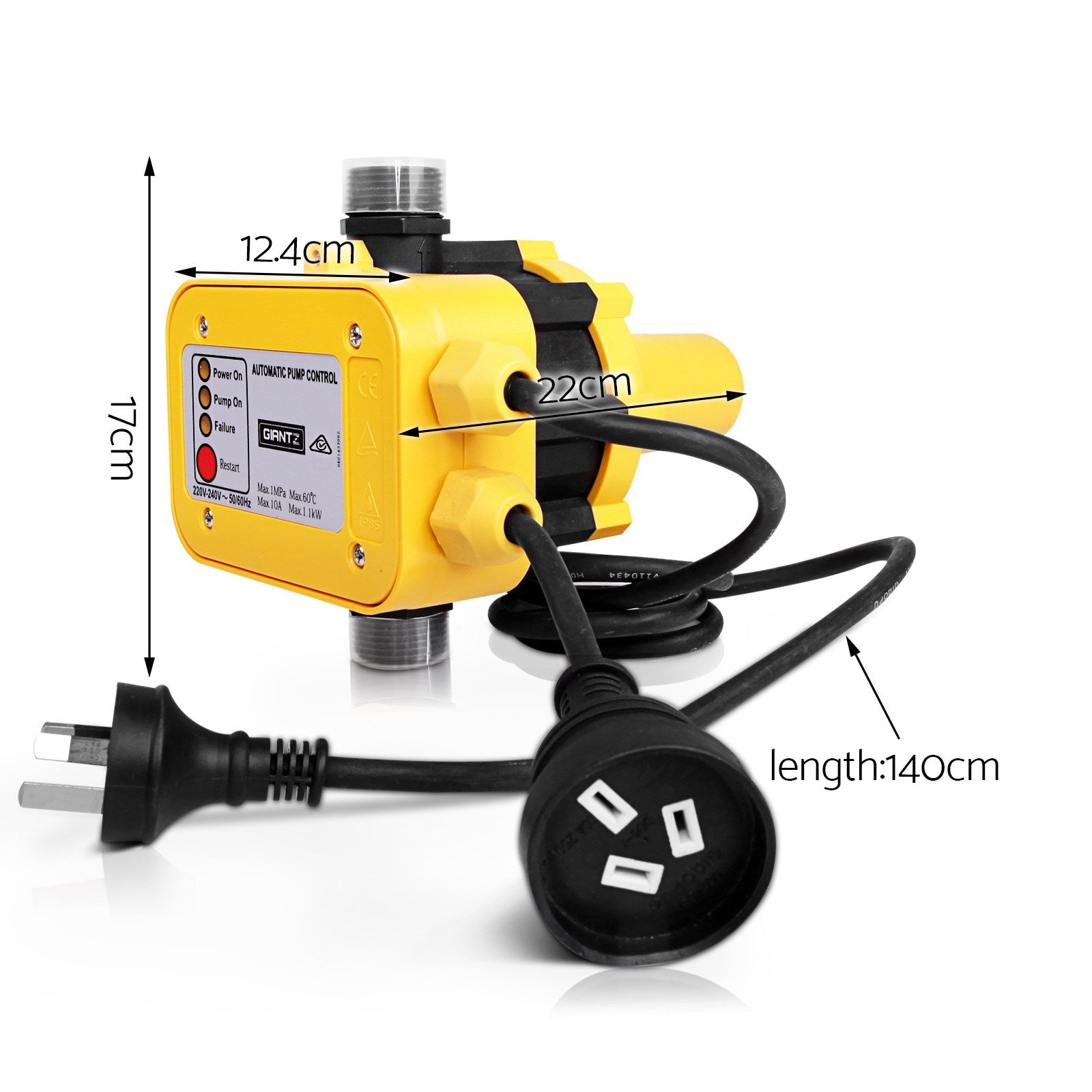 Giantz Automatic Water Pressure Pump Controller Yellow