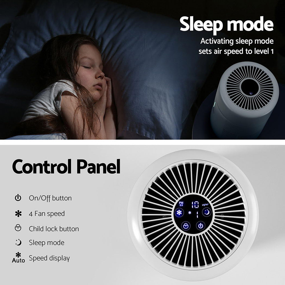 Devanti Home Air Purifier HEPA H11 Carbon Filter White