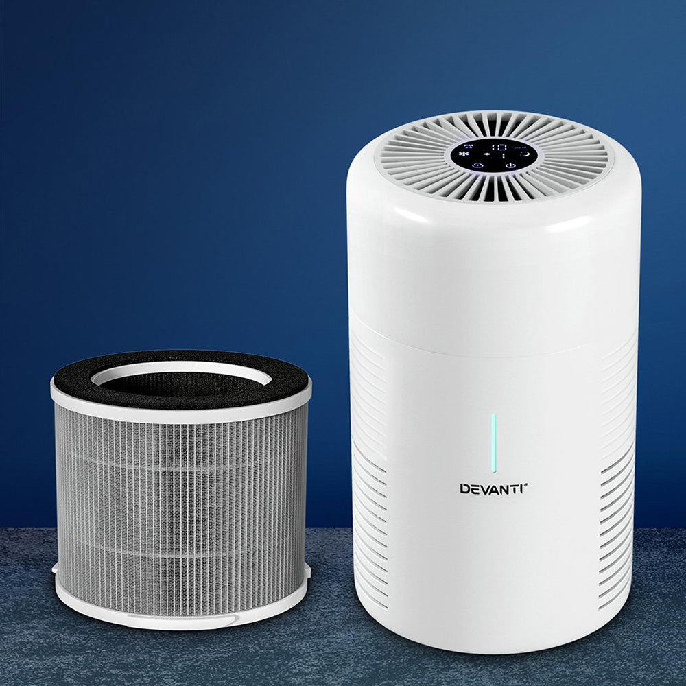 Devanti Home Air Purifier HEPA H11 Carbon Filter White