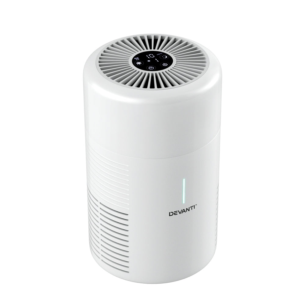 Devanti Home Air Purifier HEPA Filter Dust Sensor PM2.5 Remover White