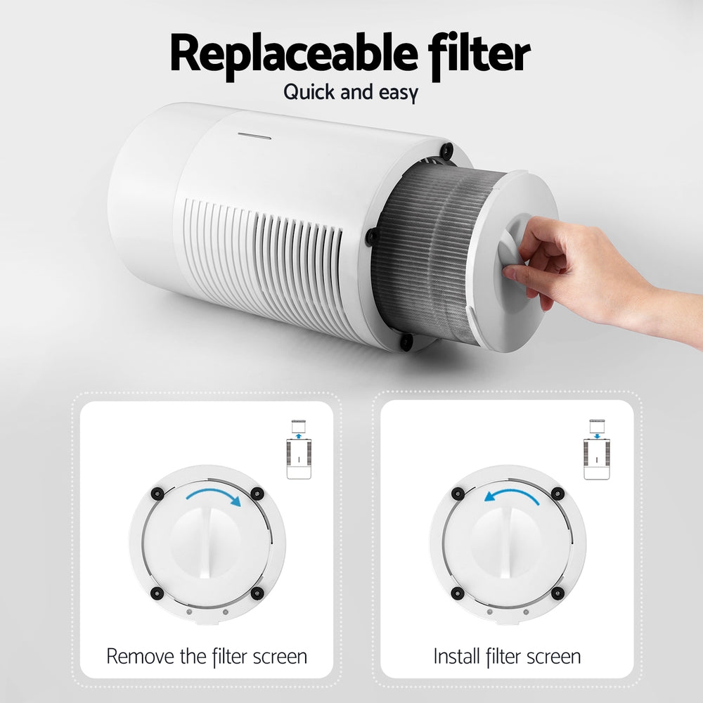 Devanti Home Air Purifier HEPA Filter Dust Sensor PM2.5 Remover White