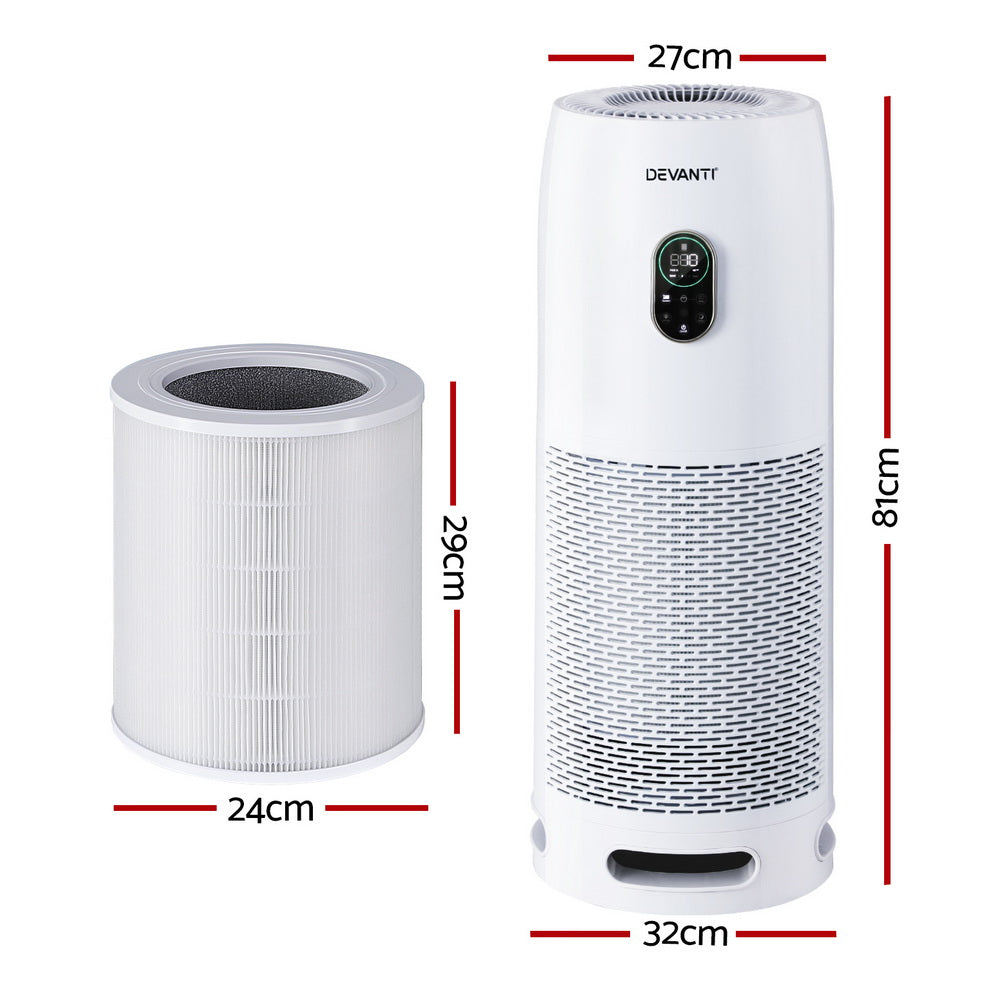 Devanti Air Purifier 500m³/h HEPA 4-Stage White