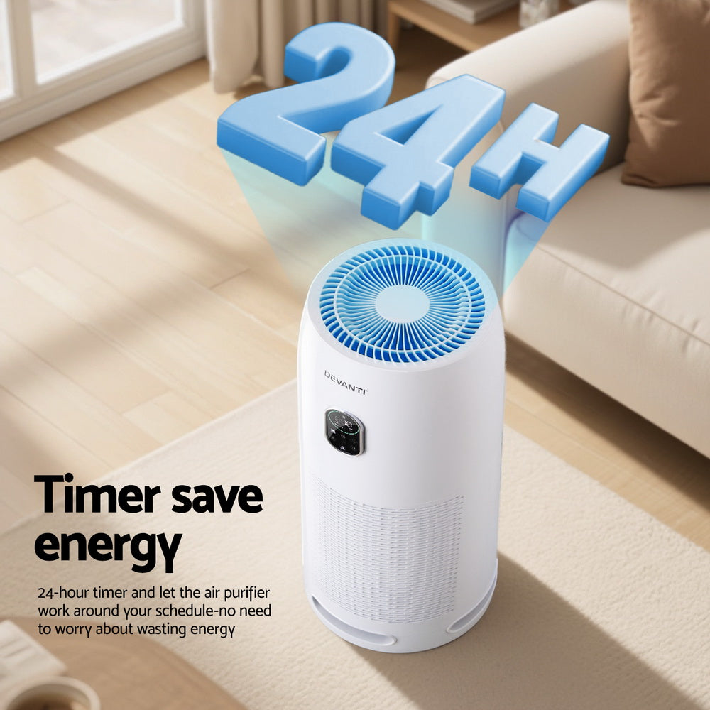 Devanti Air Purifier 500m³/h HEPA 4-Stage White