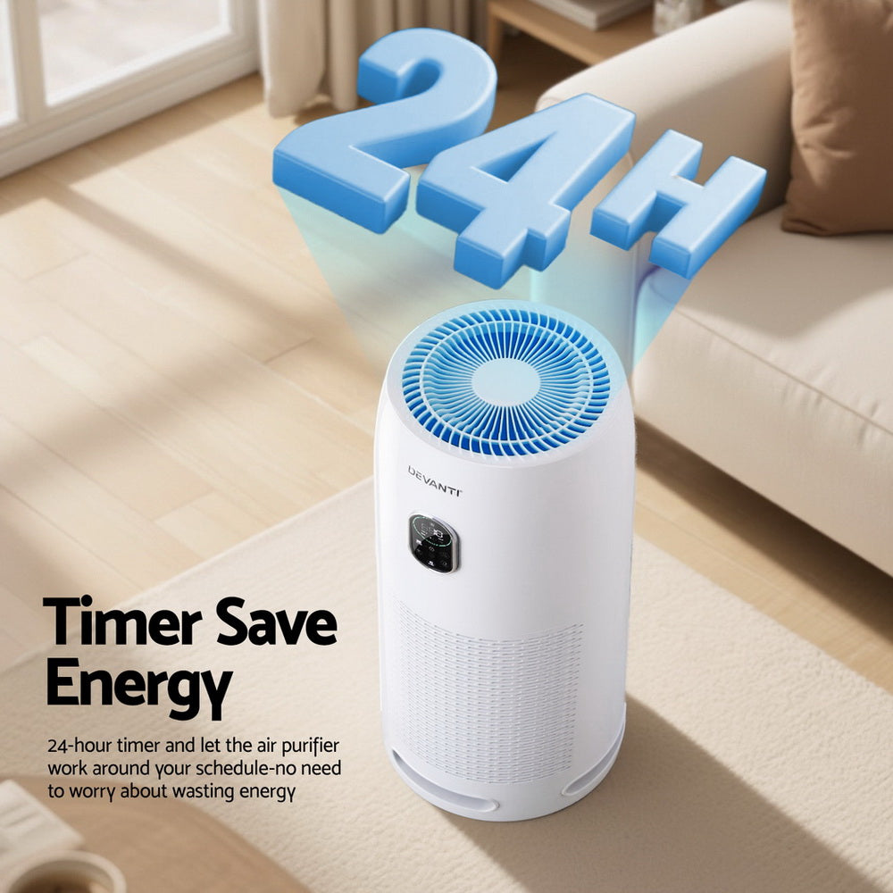 Devanti Air Purifier 500m³/h HEPA Filter White