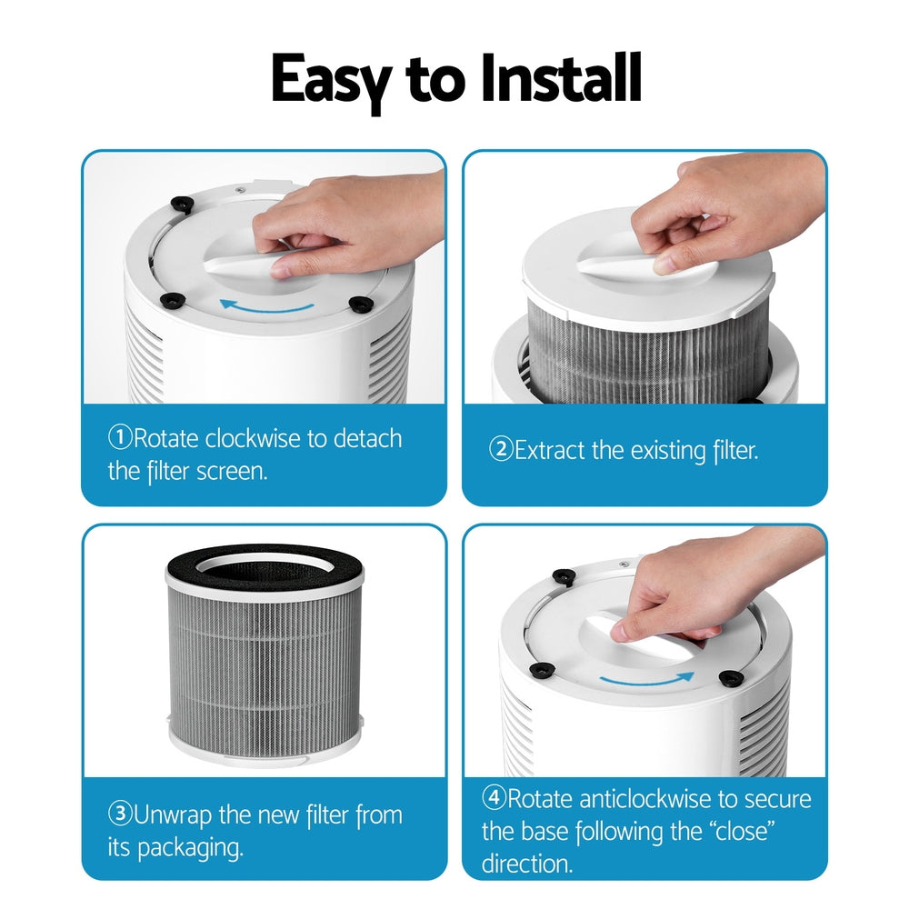 Devanti Air Purifier Replacement Filter HEPA H11 Carbon 3-Layer White