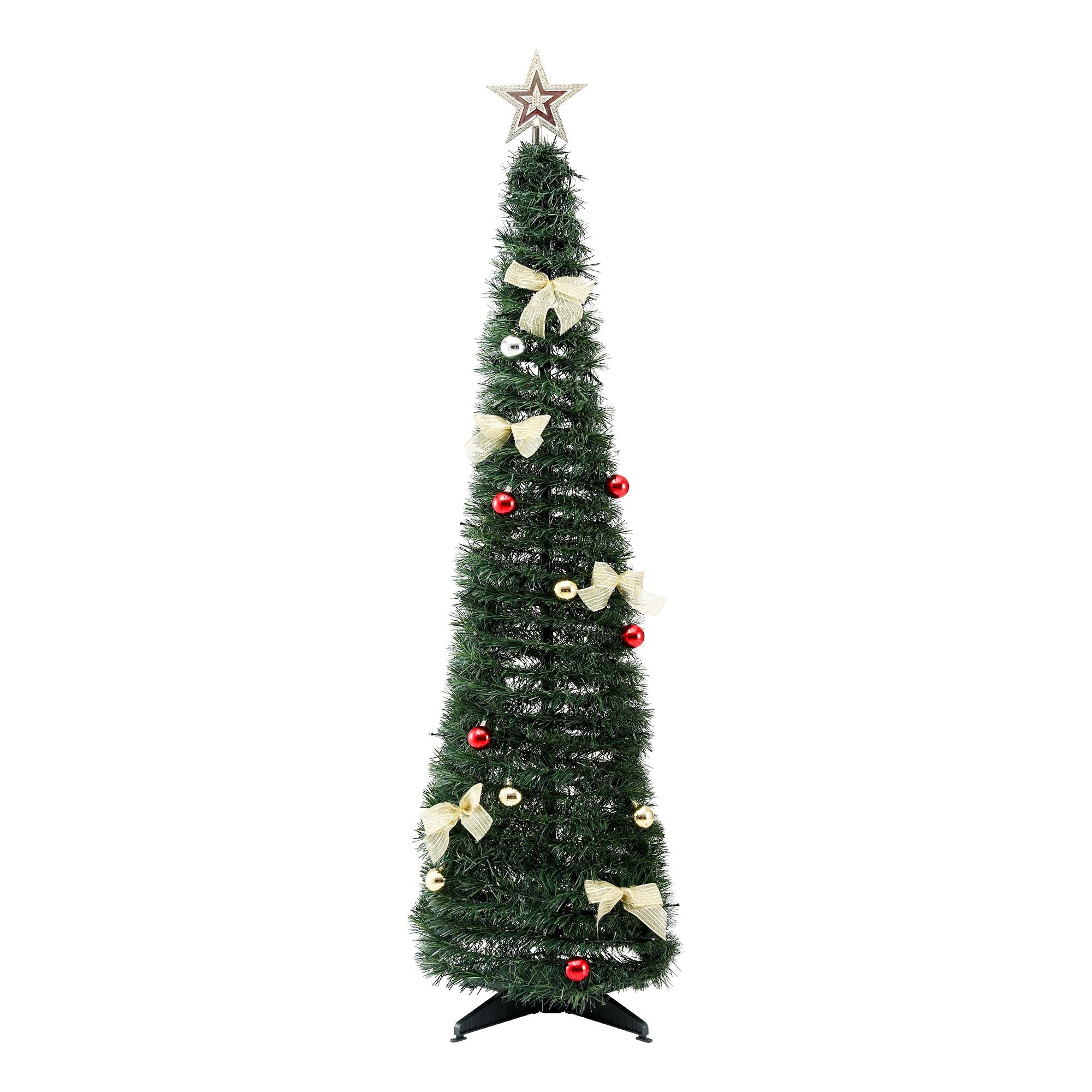 Jingle Jollys Pop Up Christmas Tree Pre Decorated Multicolour LED 155cm