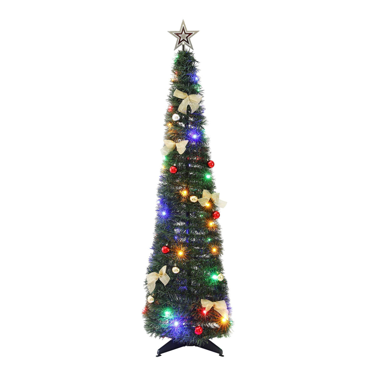 Jingle Jollys Pop Up Christmas Tree Multicolour LED 155cm