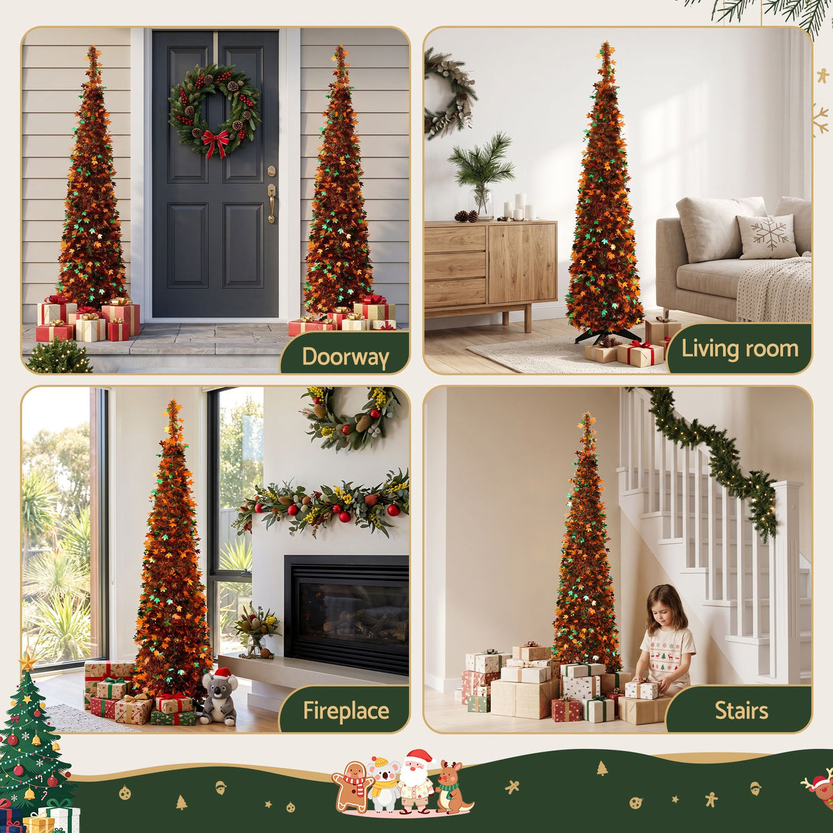 Jingle Jollys 160cm Pop Up Christmas Tree Golden Maple Leaf