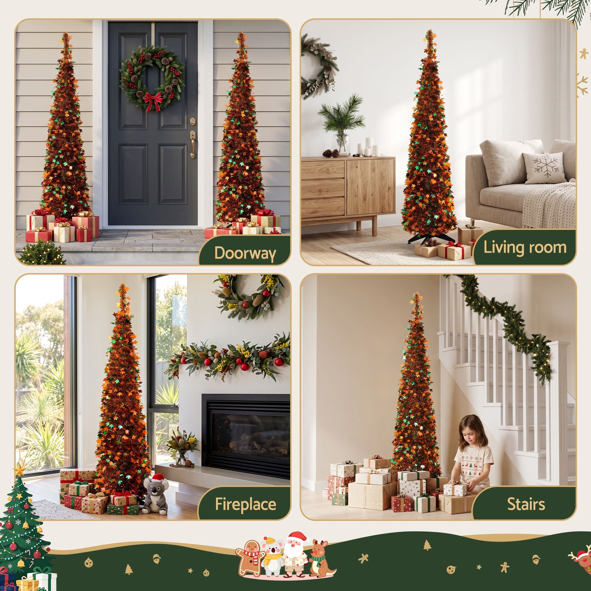 Jingle Jollys 160cm Pop Up Christmas Tree Artificial Christmas Tree Golden Maple Leaf
