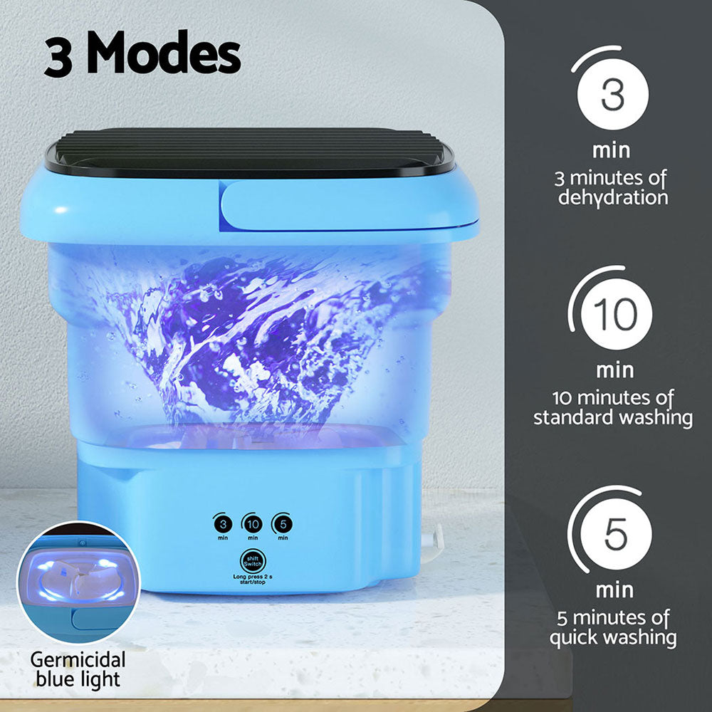 Devanti 4.5L Portable Folding Washing Machine Blue