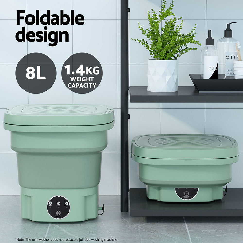 Foldable Portable Washing Machine 8L Green - Devanti