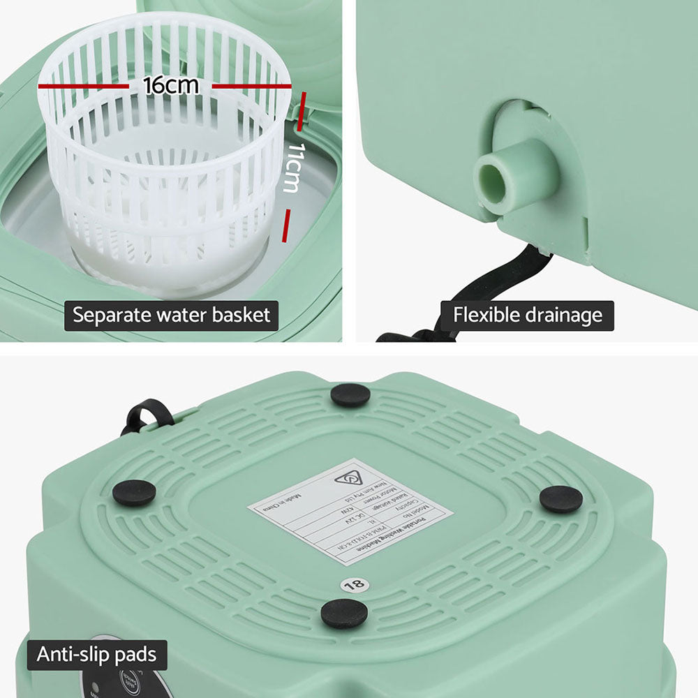 Foldable Portable Washing Machine 8L Green - Devanti