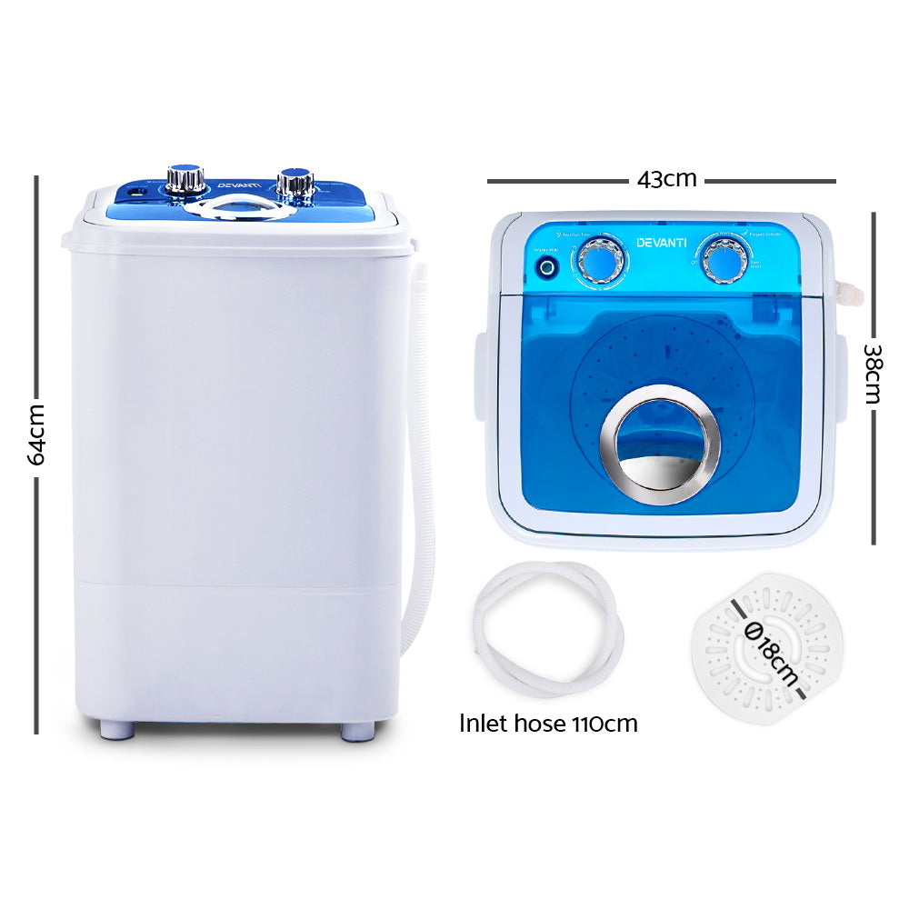 Devanti 4.6KG Portable Washing Machine Blue