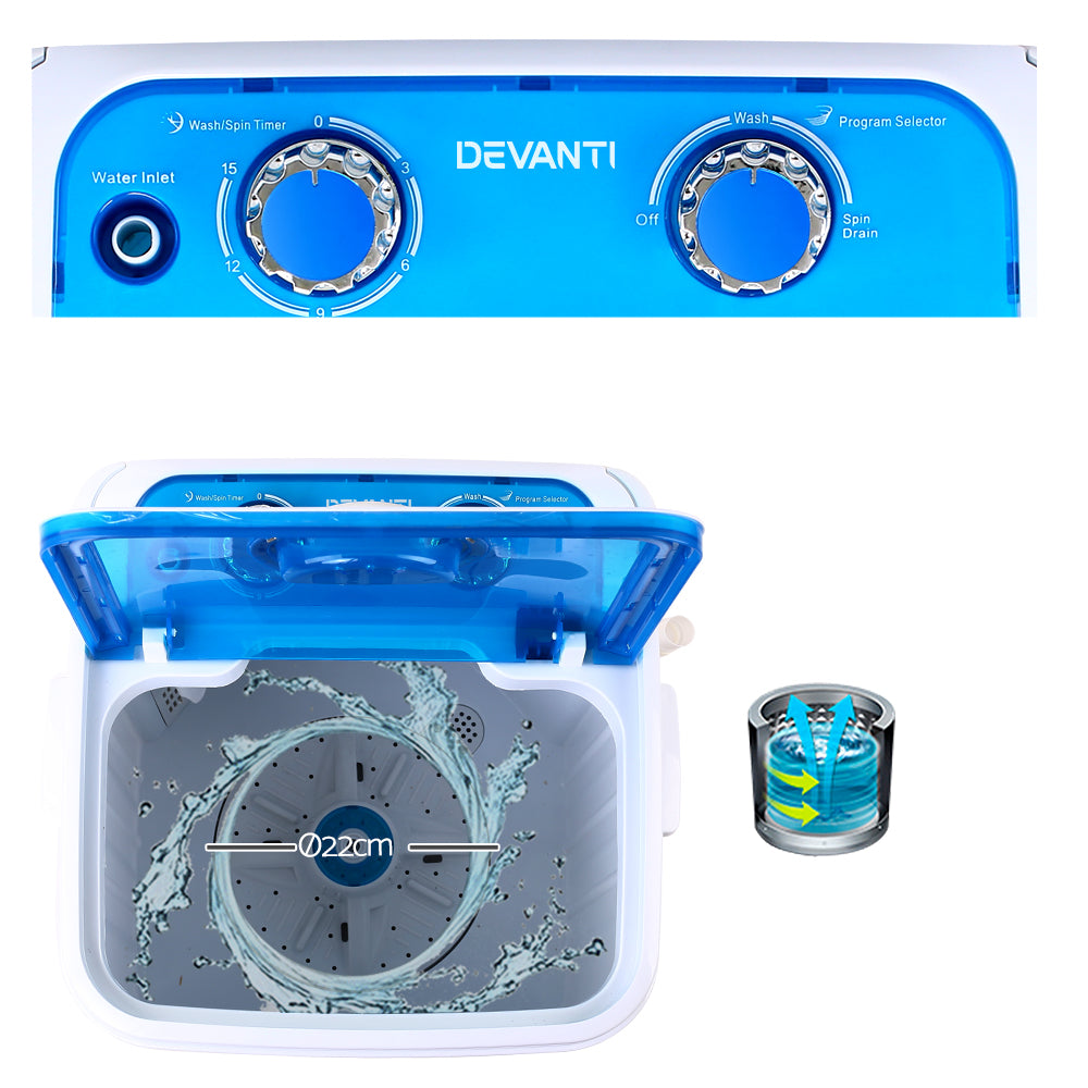 Devanti 4.6KG Portable Washing Machine Blue