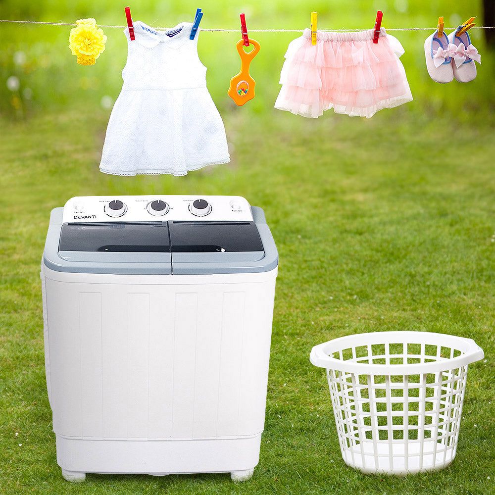 Devanti Portable Washing Machine Twin Tub 4.6KG White