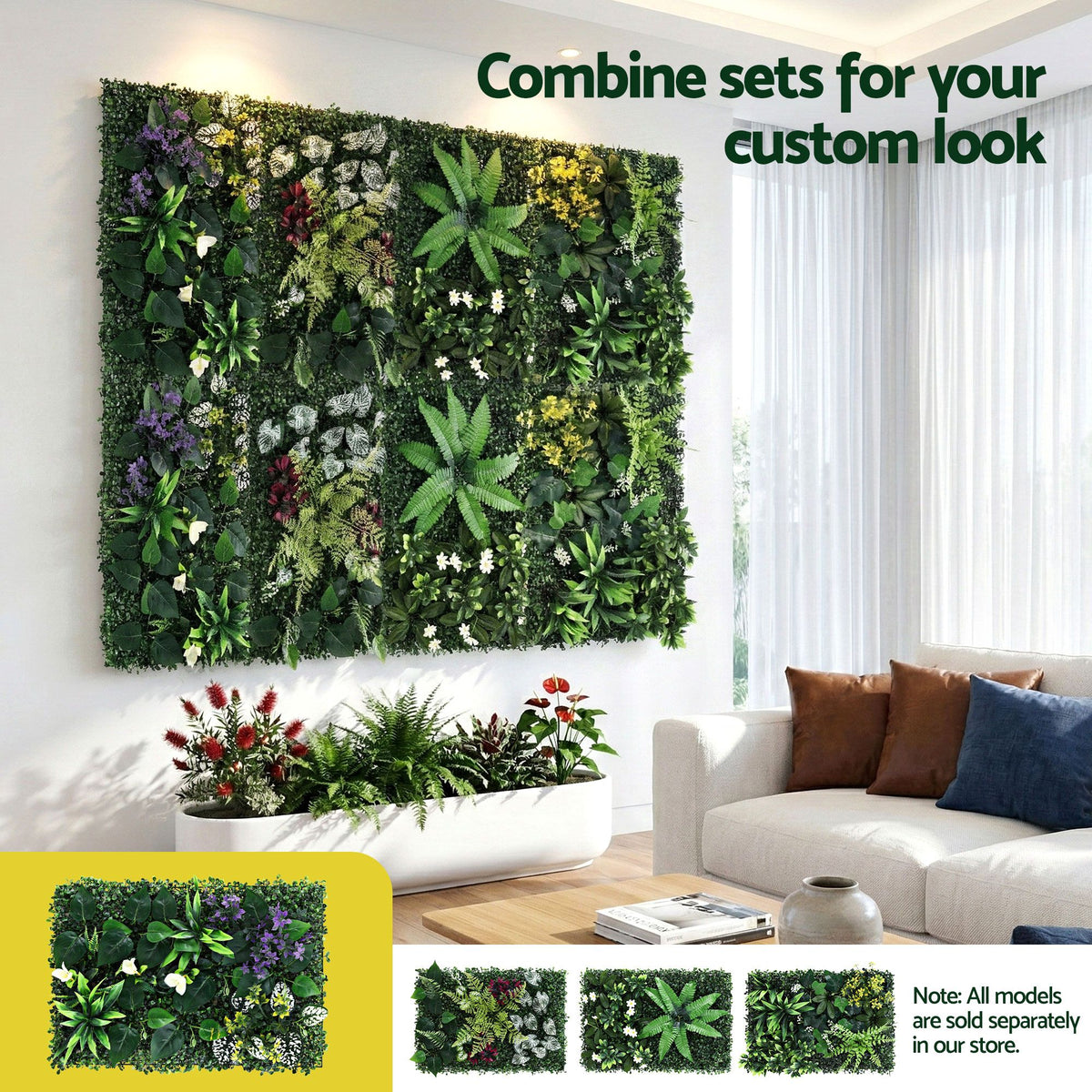 Gardeon 4 Piece Artificial Plant Wall Panel Set 40x60cm Green