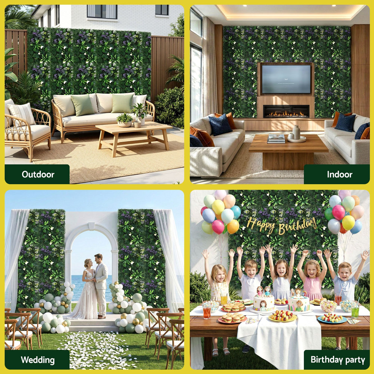 Gardeon 4 Piece Artificial Plant Wall Panel Set 40x60cm Green