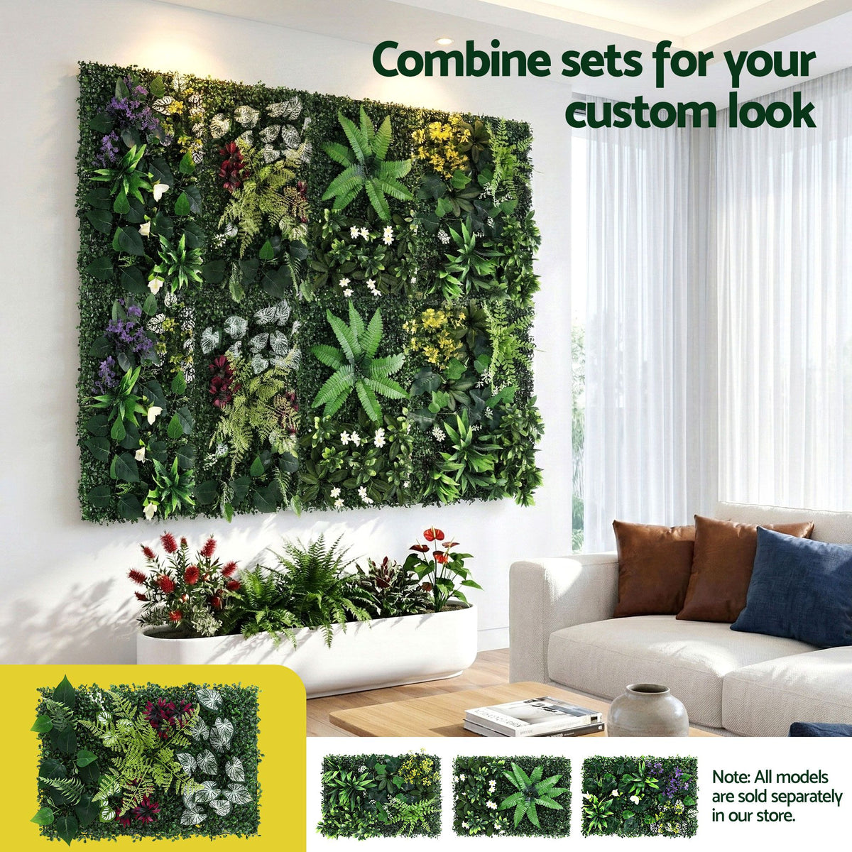 Gardeon 4PCS Artificial Plant Wall Panels 40x60cm Boxwood Green