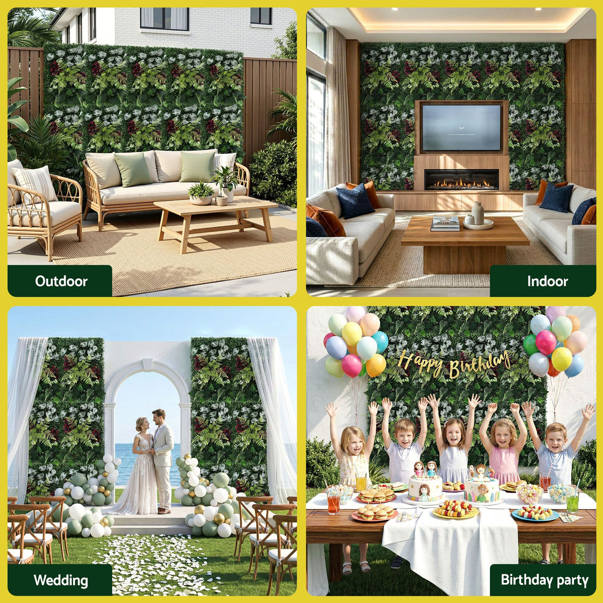 Gardeon 4PCS Artificial Plant Wall Panels 40x60cm Boxwood Green