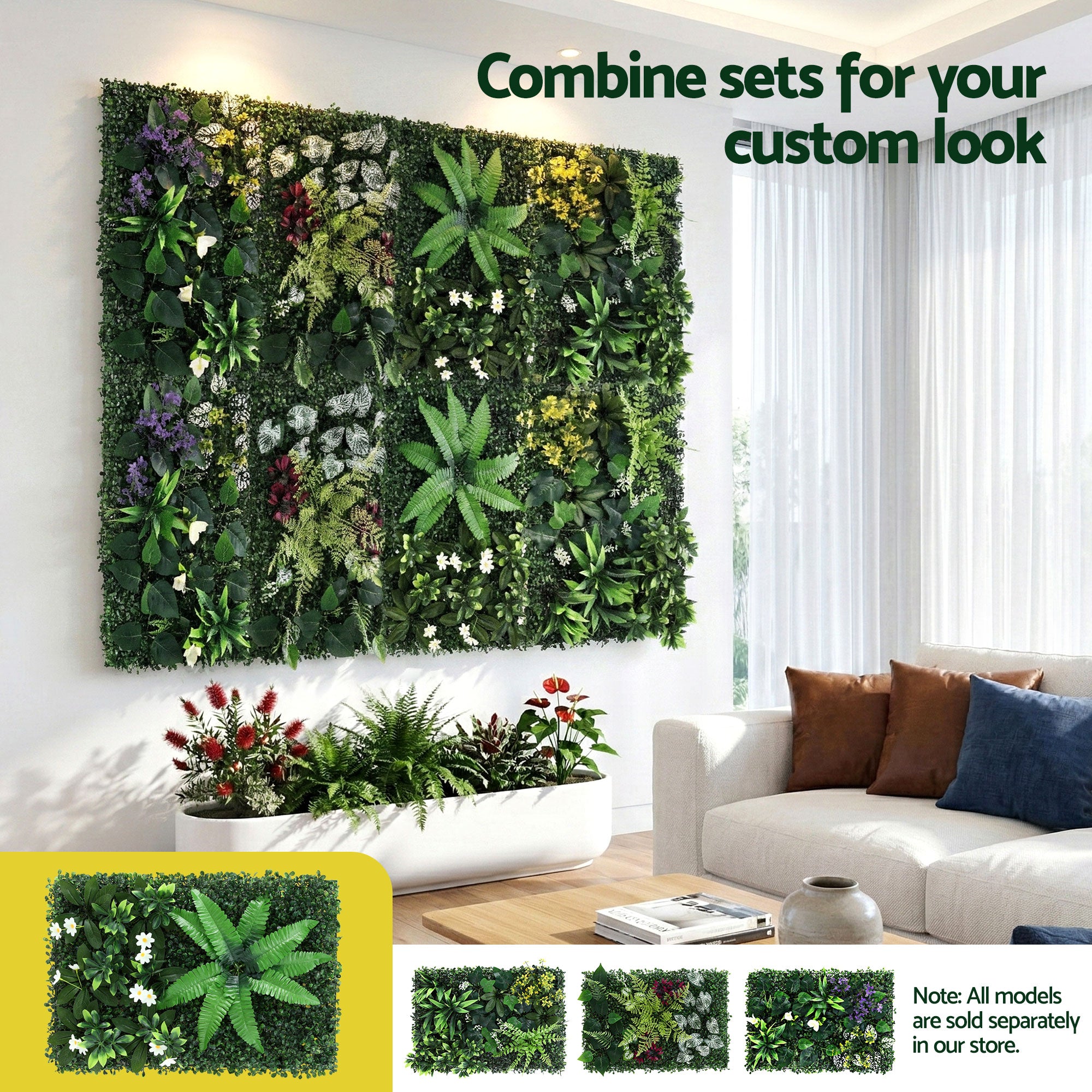 Gardeon 4PCS Artificial Plant Wall Panels 40X60CM Boxwood Panel Leaf Backdrop Backyard Green Decor