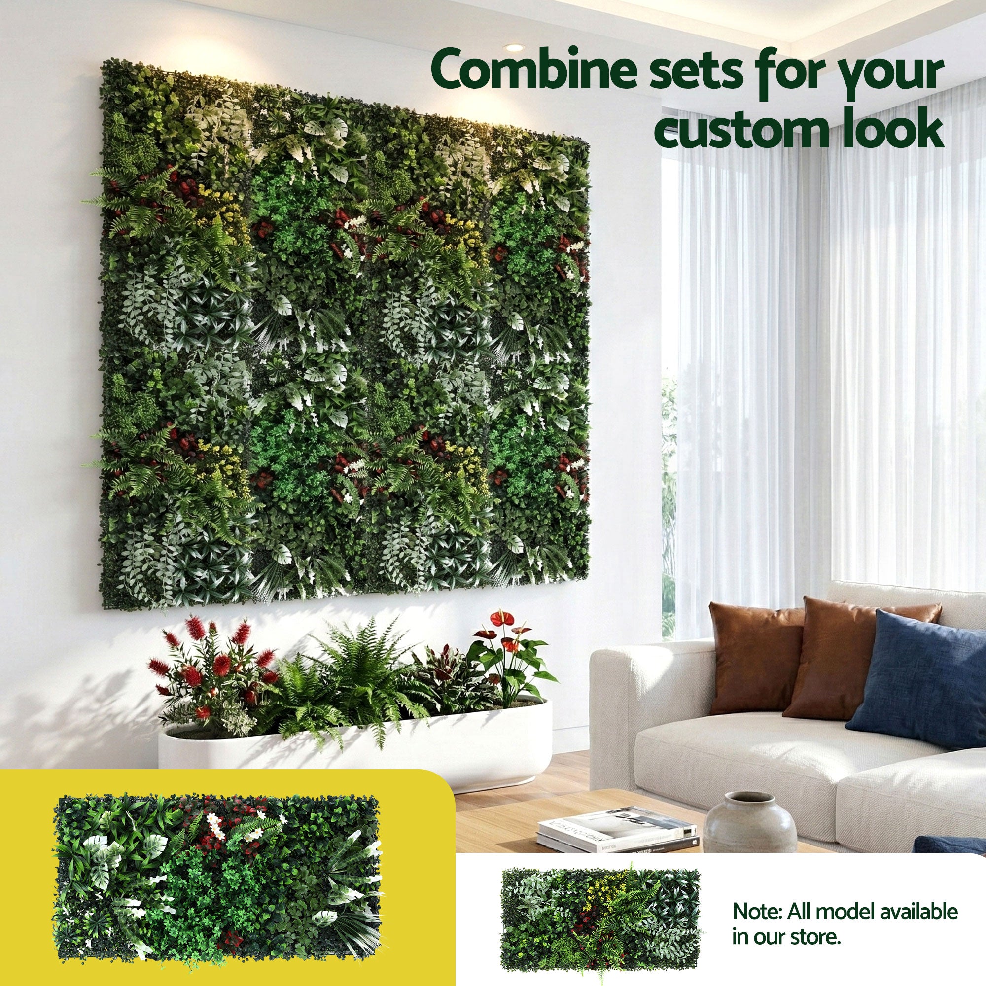 Gardeon Artificial Plant Wall Panels 50X100CM Boxwood Panel Hedge Grass Backdrop Green Decor Backyard