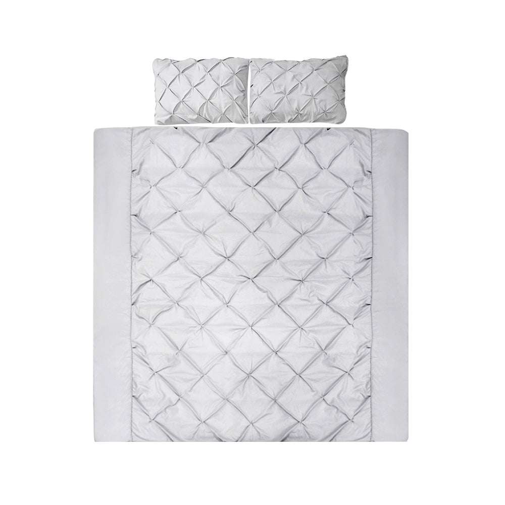 Giselle Queen Quilt Cover Set Diamond Pinch Grey
