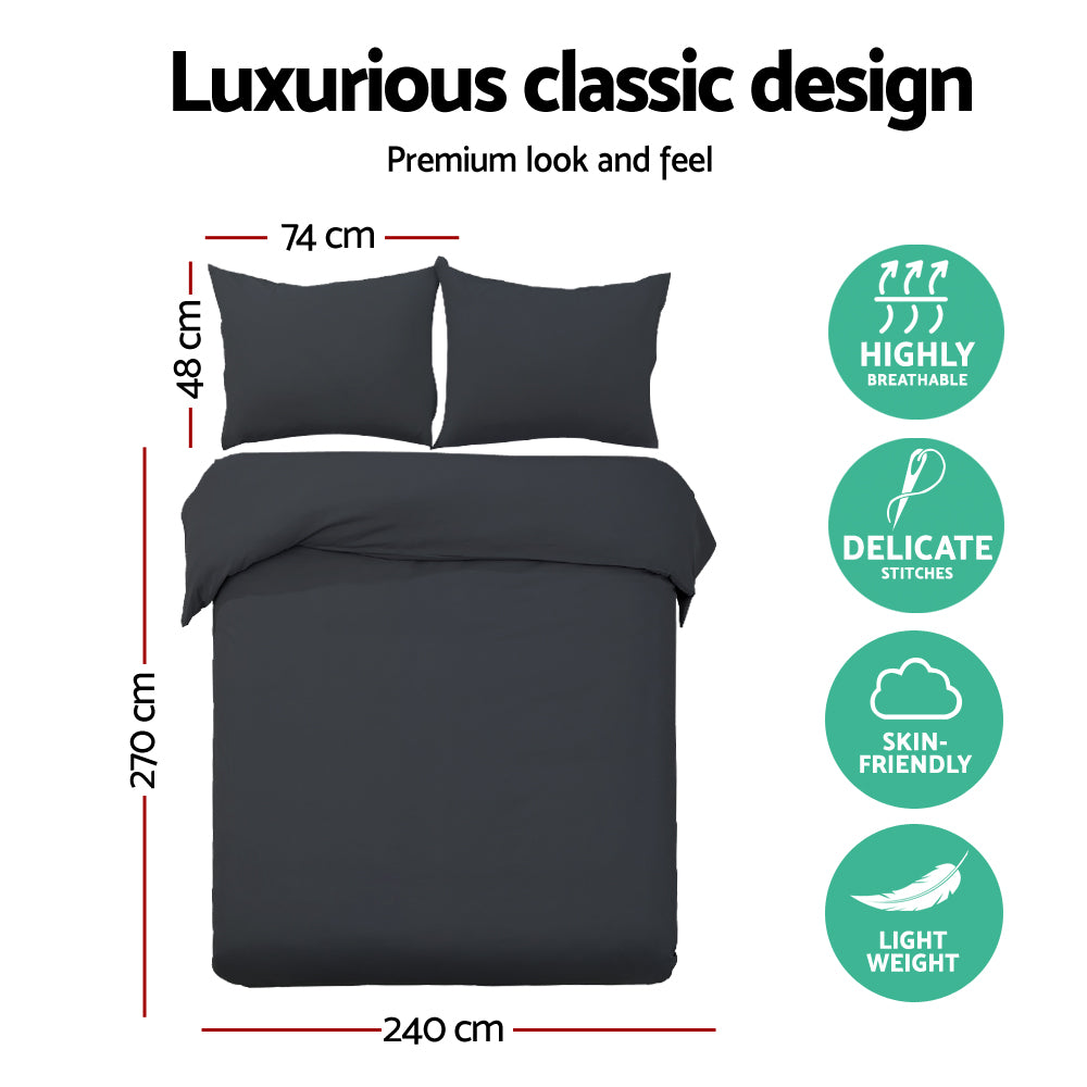 Giselle Super King Quilt Cover Set 3-Piece Black