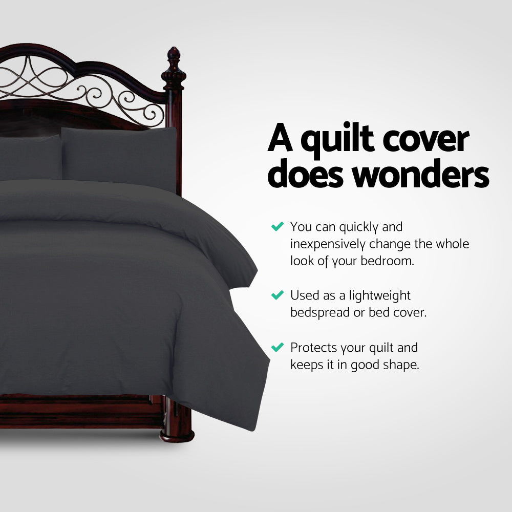 Giselle Super King Quilt Cover Set 3-Piece Black