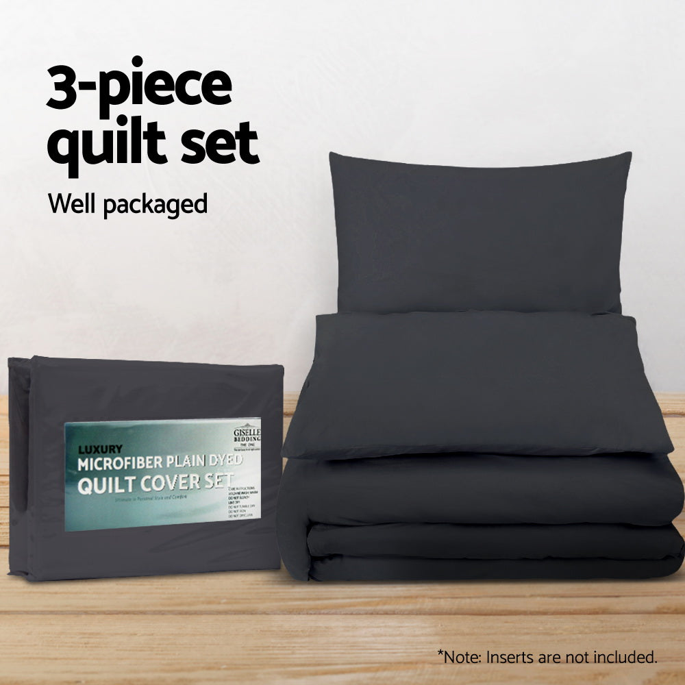 Giselle Super King Quilt Cover Set 3-Piece Black