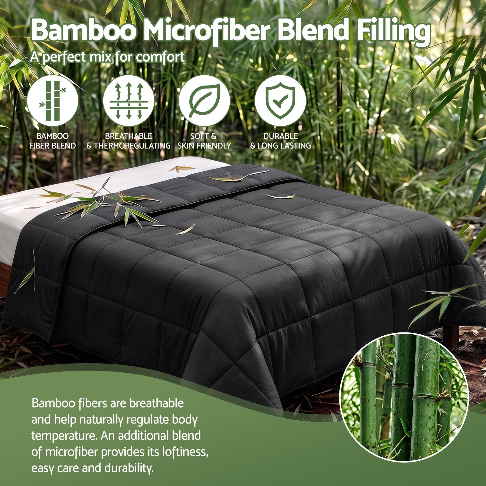 Giselle 200GSM Bamboo Microfibre King Quilt Lightweight All Season Doona Duvet