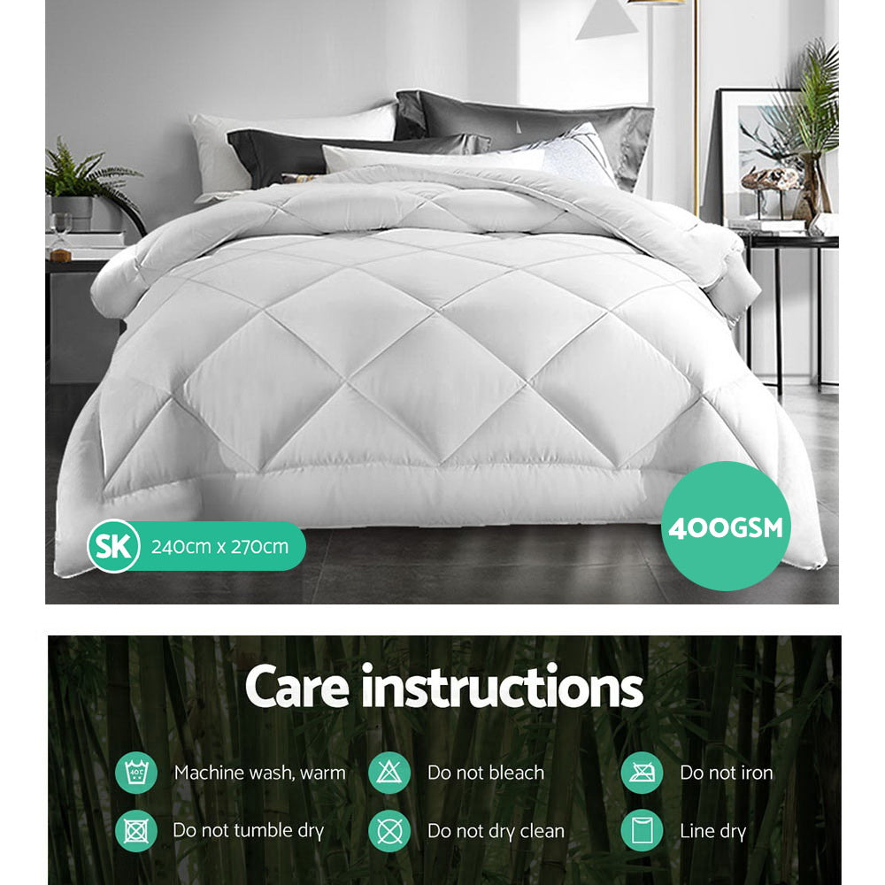 Giselle Super King Quilt 400GSM Bamboo Microfibre White