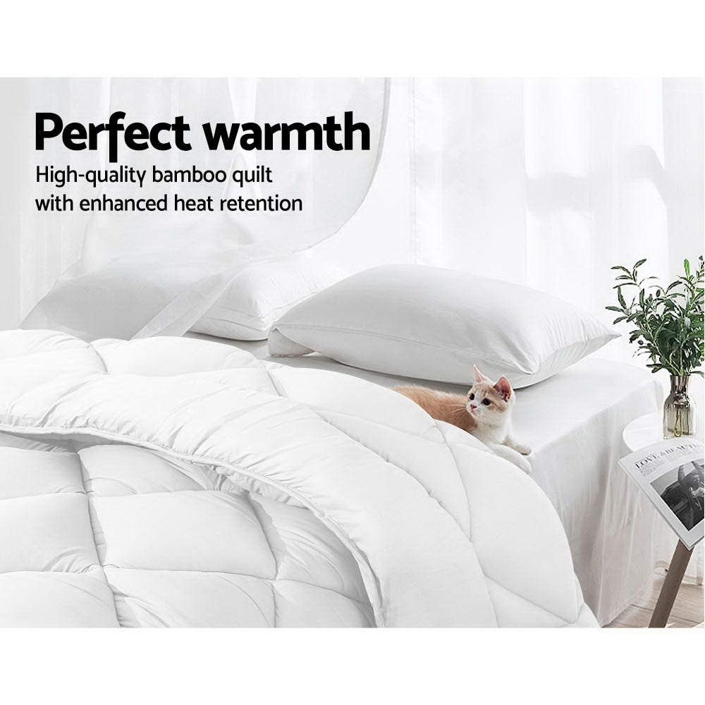 Giselle Super King Quilt Bamboo Microfibre 800GSM White