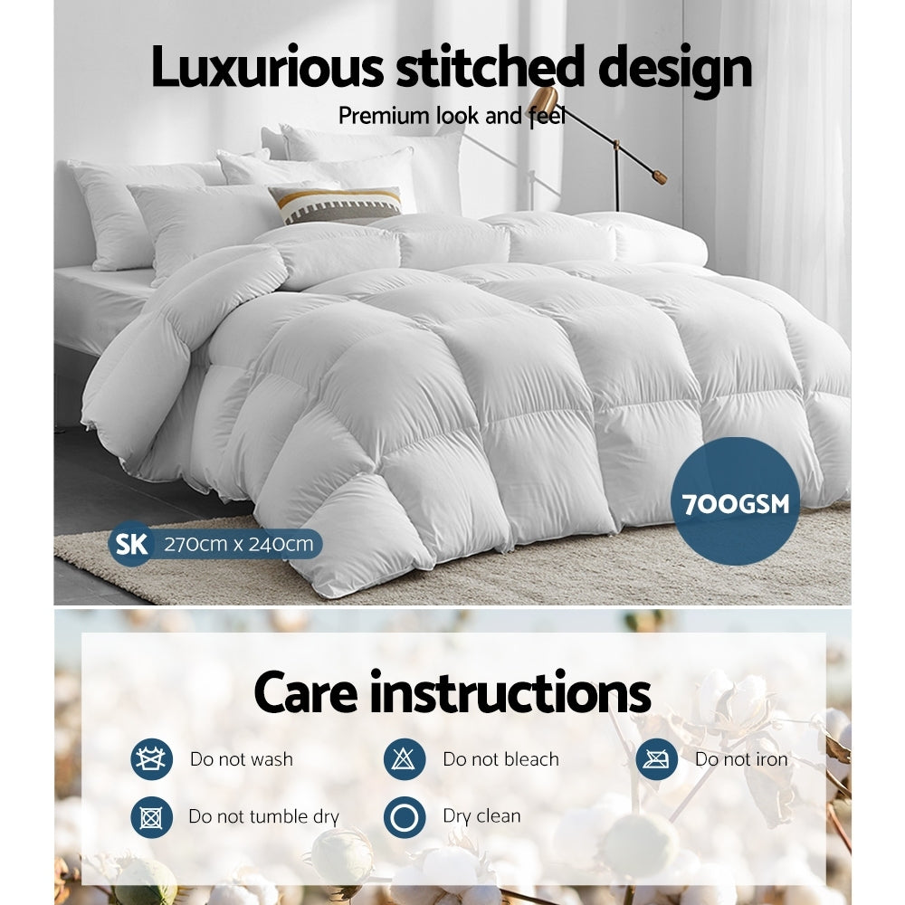 Giselle Super King Quilt 700GSM Duck Down Feather White