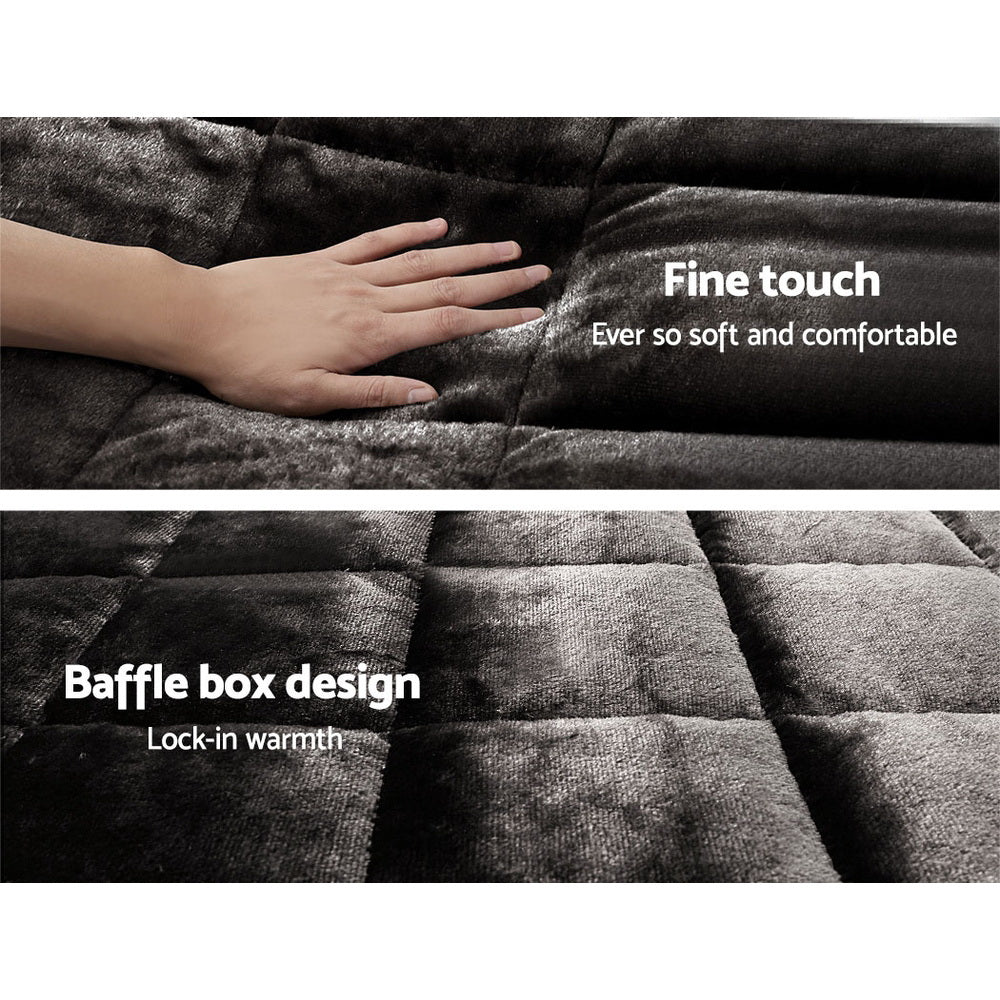 Giselle King Quilt Faux Mink Charcoal Winter Weight