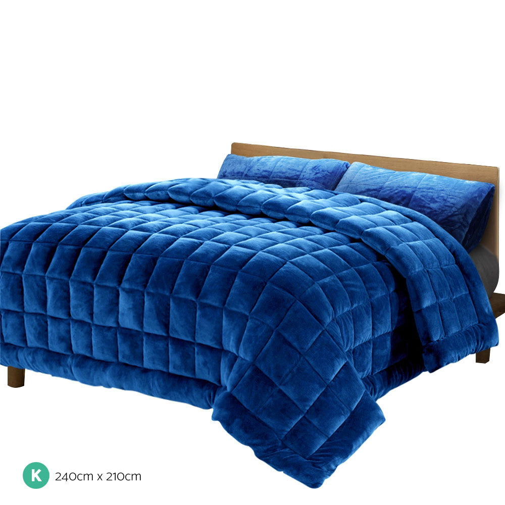 Giselle King Quilt Faux Mink Navy Blue