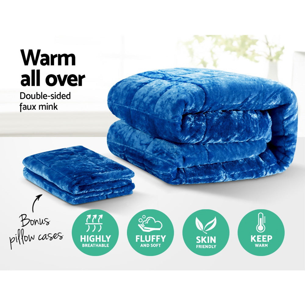Giselle King Quilt Faux Mink Navy Blue