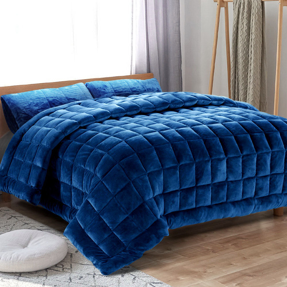 Giselle King Quilt Faux Mink Navy Blue