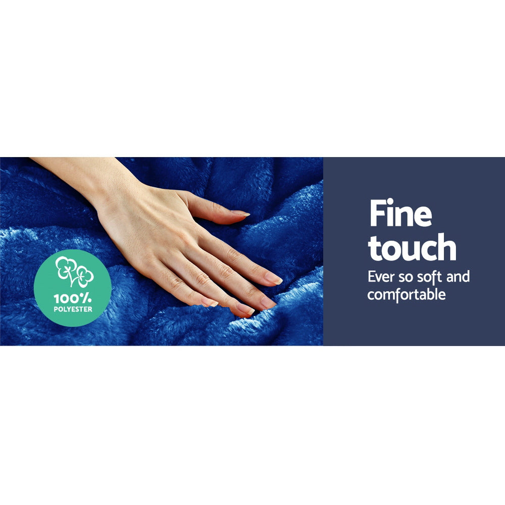 Giselle Queen Quilt Faux Mink Navy Blue