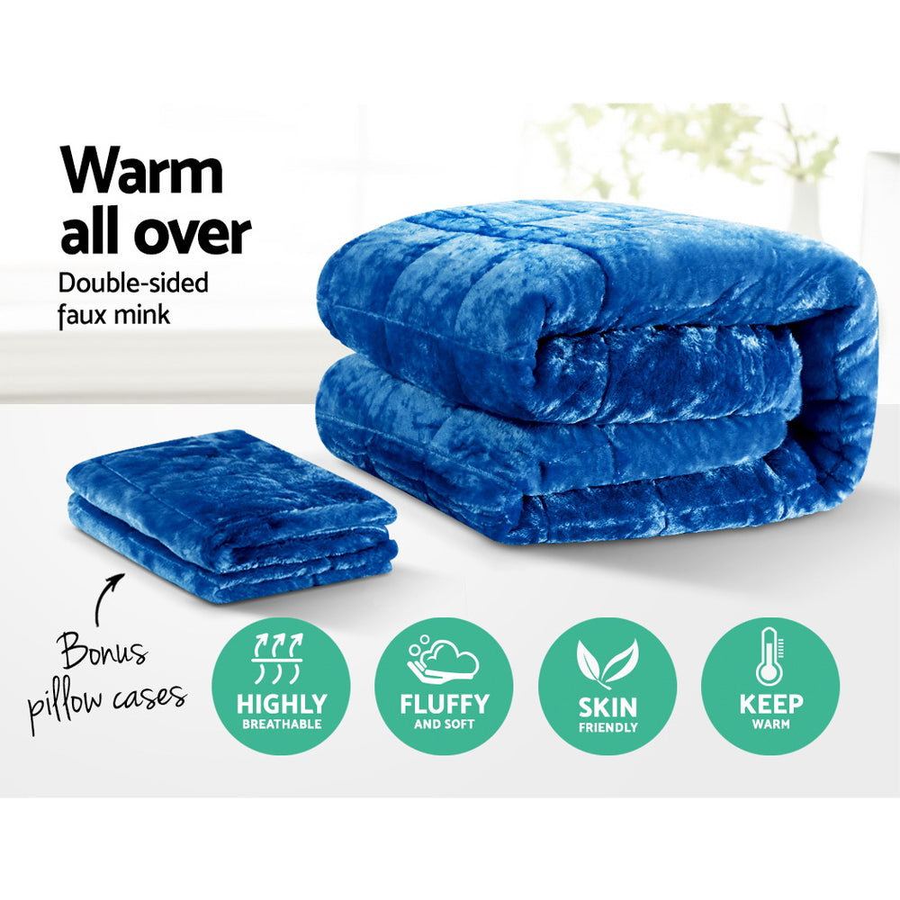 Giselle Super King Faux Mink Quilt Navy Blue