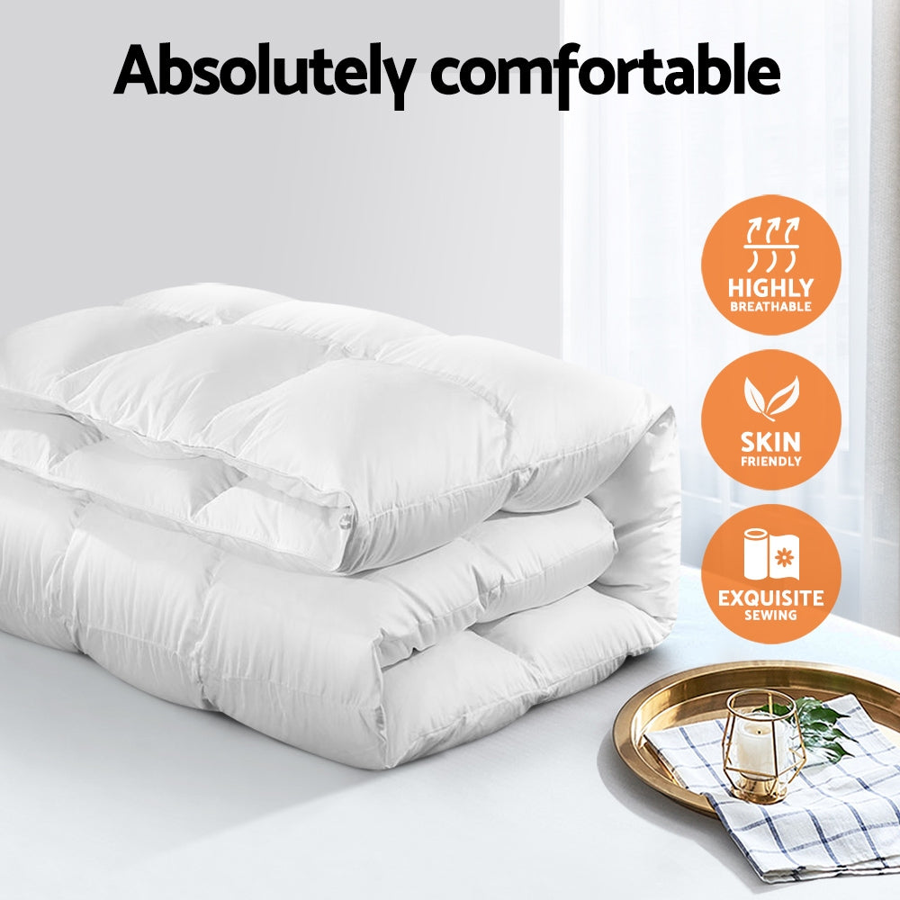 Giselle King Quilt 800GSM Goose Down Feather White