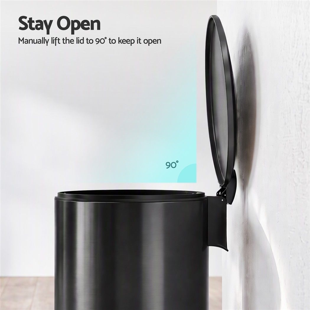 Cefito 12L Pedal Bin Rubbish Waste Bin Soft Close Lid Kitchen Bathroom Black