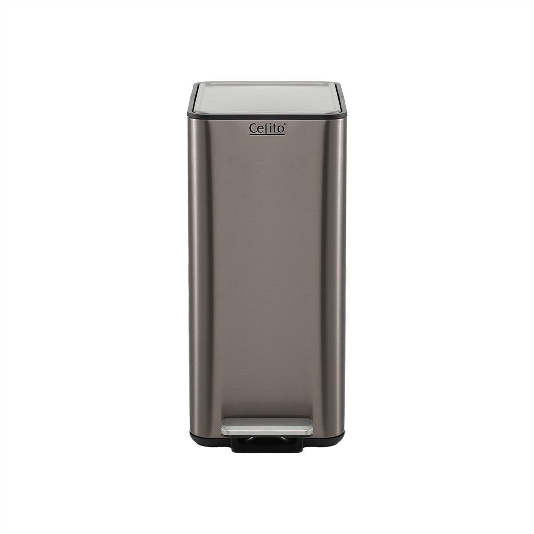 Cefito 15L Pedal Rubbish Bin Slim Carbon Steel Garbage Bin for Home Grey