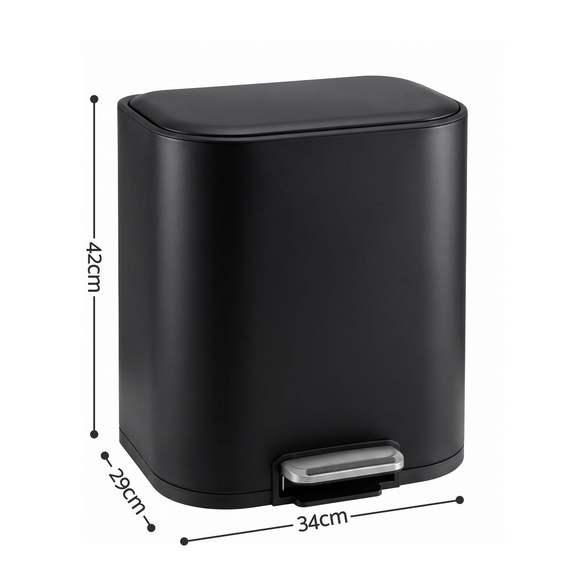 Cefito 20L Steel Pedal Bin Soft Close Kitchen Rubbish Bin Black