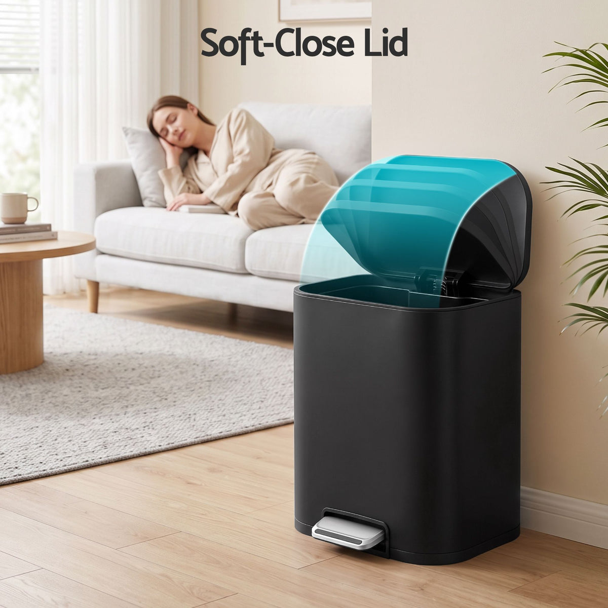 Cefito 20L Steel Pedal Bin Soft Close Kitchen Rubbish Bin Black