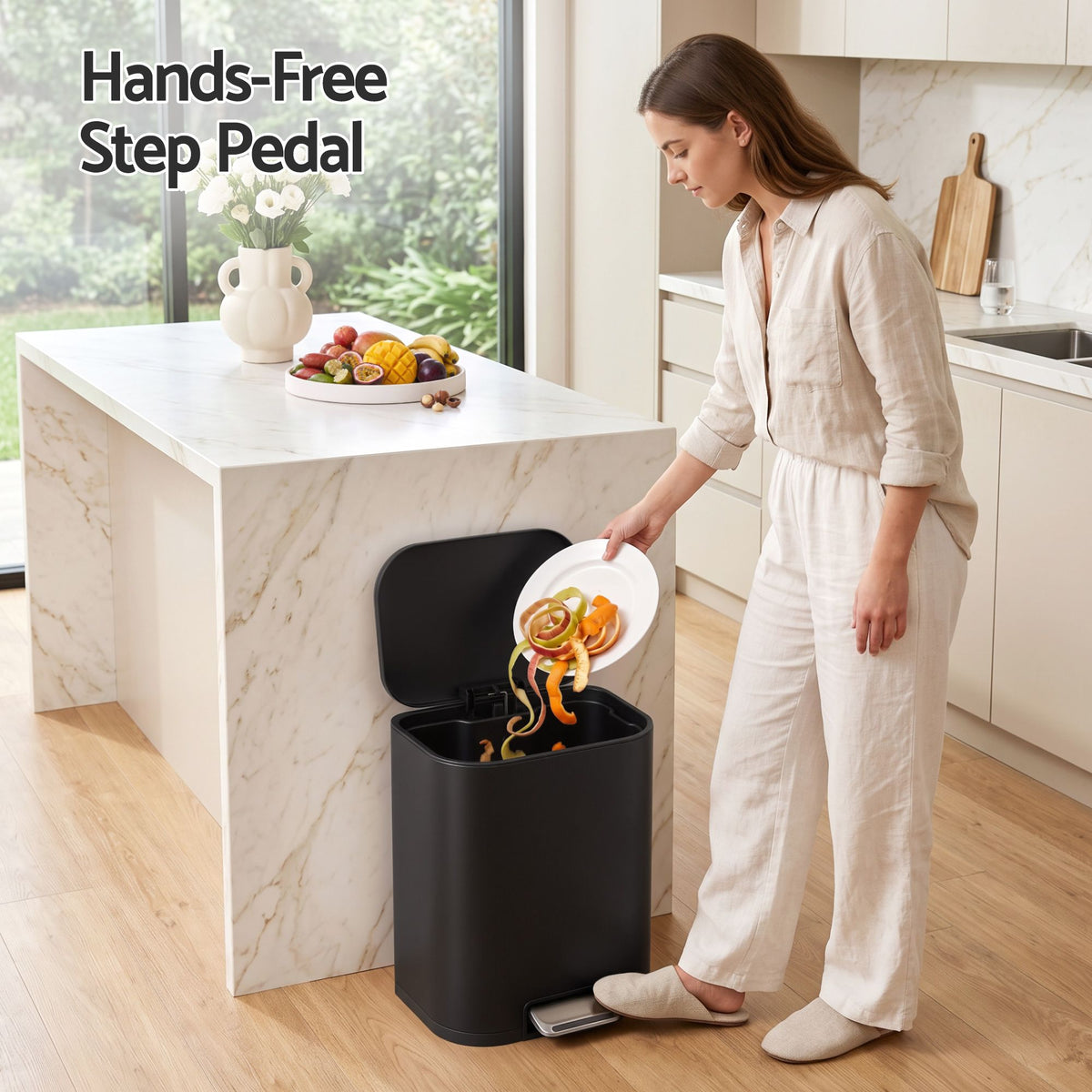 Cefito 20L Steel Pedal Bin Soft Close Kitchen Rubbish Bin Black