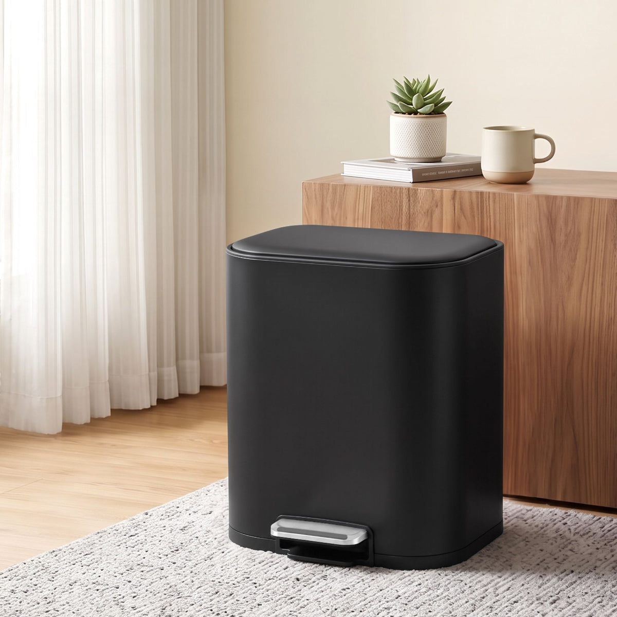 Cefito 20L Steel Pedal Bin Soft Close Kitchen Rubbish Bin Black