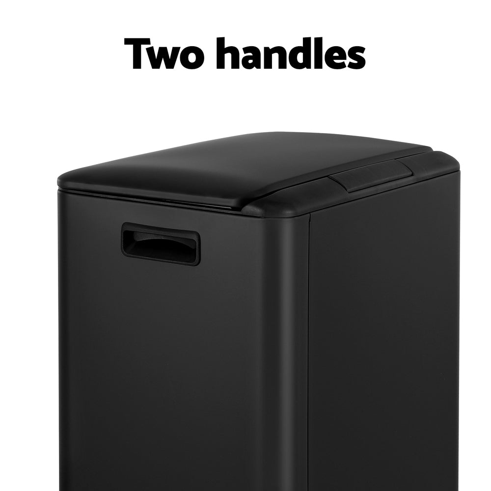 Cefito 40L Dual Compartment Pedal Bin Black