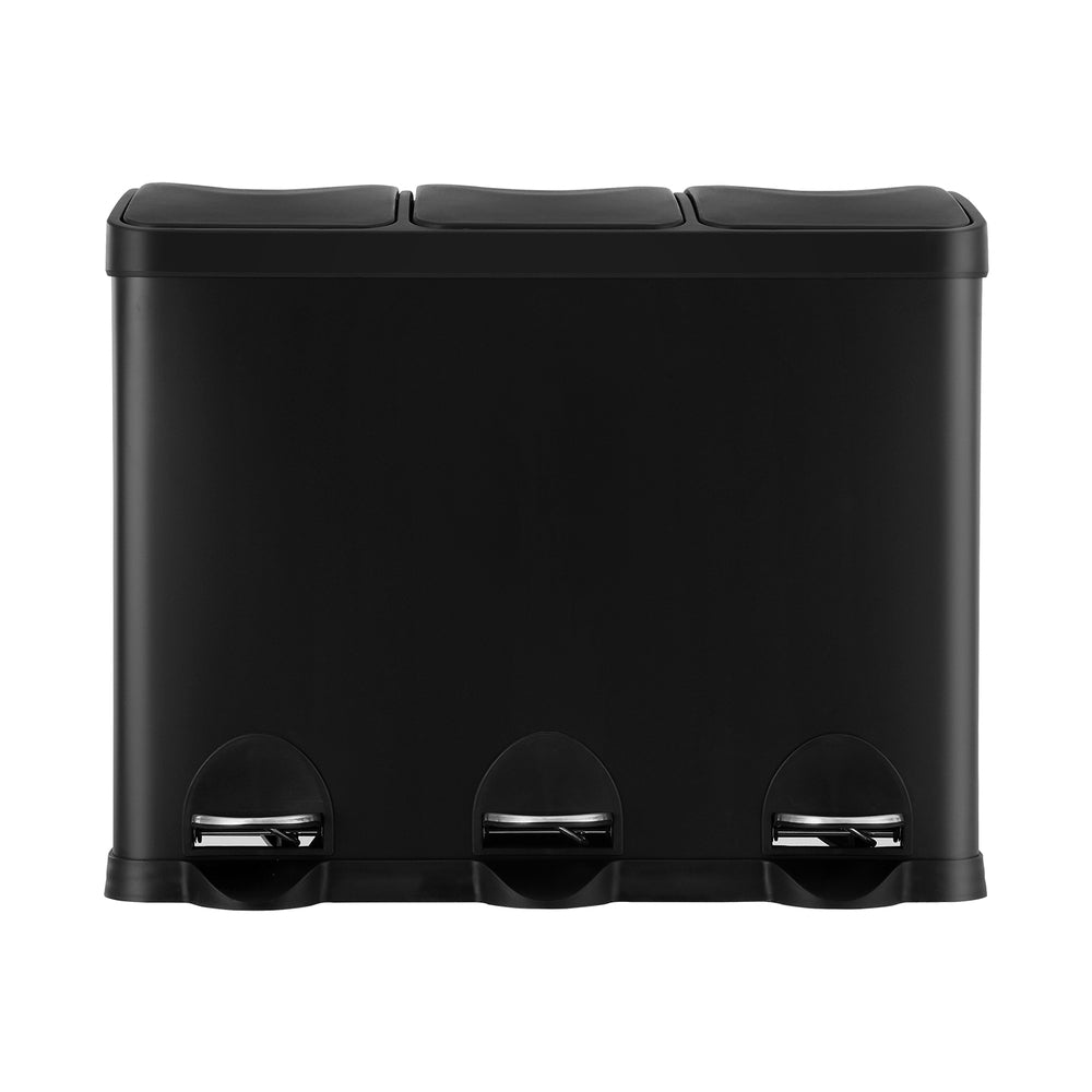 Cefito 45L Triple Compartment Pedal Bin Black
